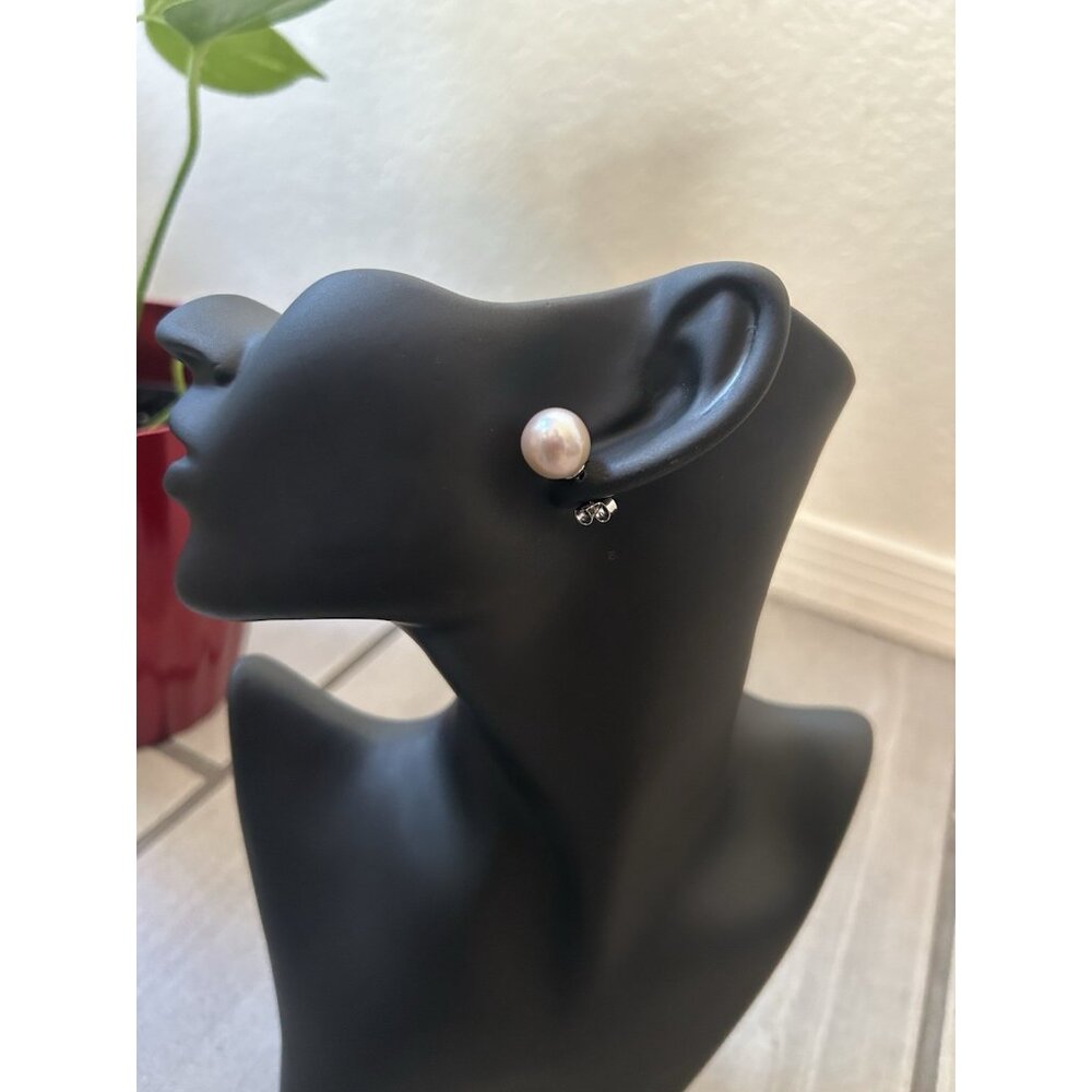 EFFY FRESHWATER PEARL STUD EARRINGS  Classic White Silver